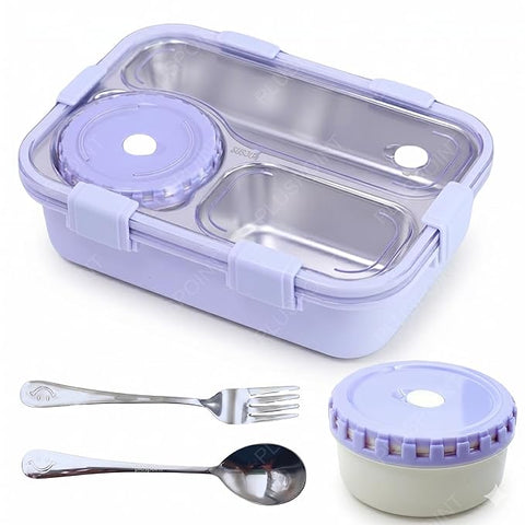 Adoraa -Bento Lunch Box Insulated Air Tight Portable Lunch Box with Utensils, Stainless Steel Lunch Box with Containers, Leak Proof Bento Box for Kids, Adults, Men Women (Blue) - 750 Ml