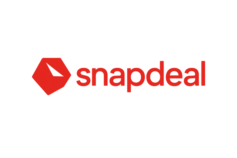 Minimal flat logo of Snapdeal, bold red typography with geometric symbol, sharp professional look, high resolution vector design.